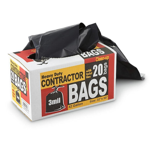 Heavy Duty Contractor Bags, 3 Mil Thick ~ 42 Gallon Capacity (Set of 10 Boxes)